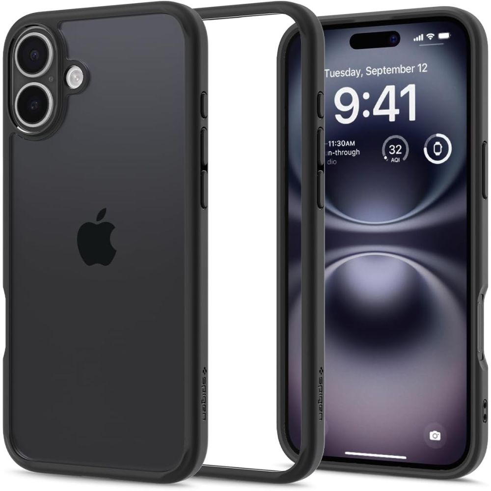 Spigen Ultra Hybrid dėklas iPhone 16 – matinė juoda