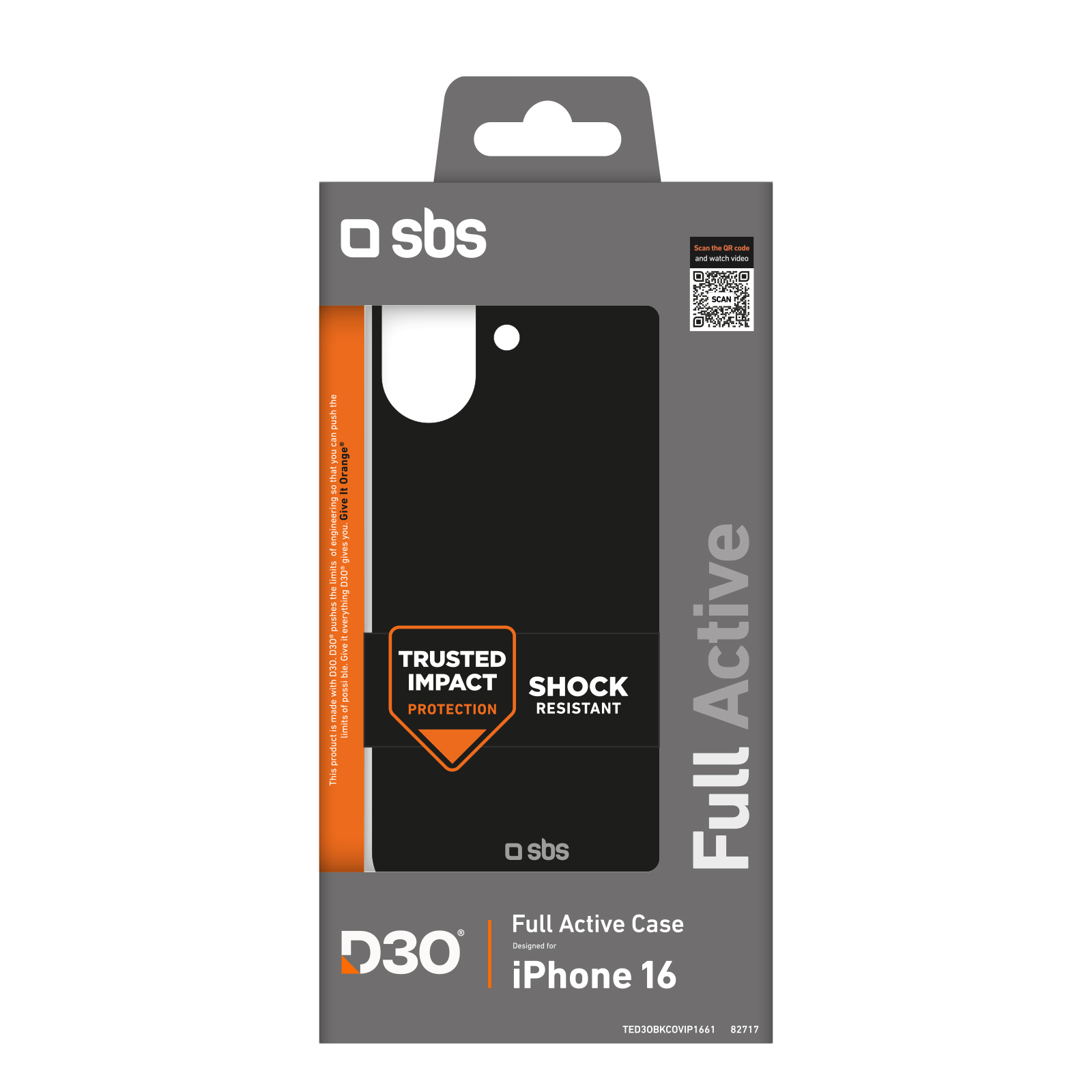 SBS Full Active D3O dėklas iPhone 16 - juodas