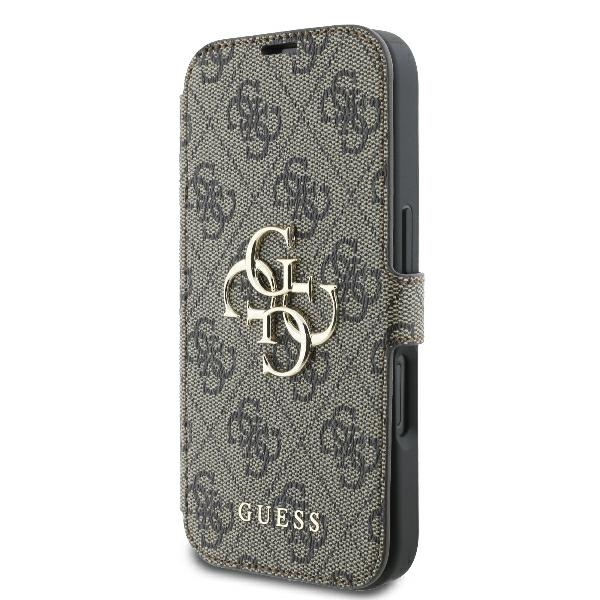 Guess 4G Metal Logo dėklas telefonui iPhone 16 - rudas