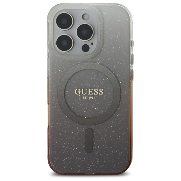 Guess IML Blizgučių gradientas Magnetinis dėklas telefonui iPhone 16 Pro - rudas