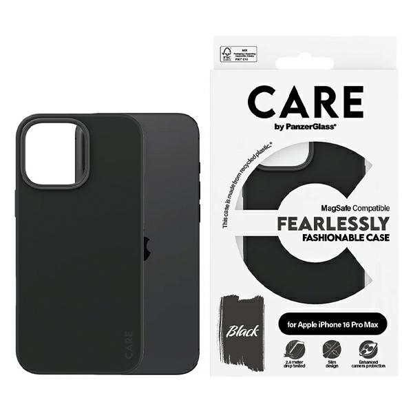 CARE by PanzerGlass Mados dėklas telefonui iPhone 16 Pro Max 6.9" juodas/juodas Magnetinis 1380