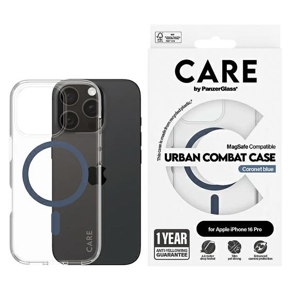 CARE by PanzerGlass Flagmano dėklas telefonui iPhone 16 Pro 6.3" mėlynas/mėlynas Magnetinis 1366