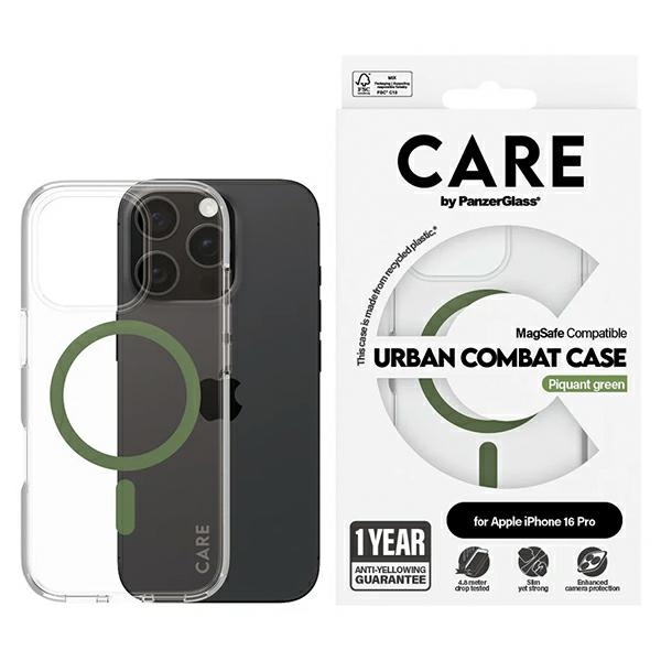 CARE by PanzerGlass Flagmano dėklas telefonui iPhone 16 Pro 6.3" žalias/žalias Magnetinis 1370
