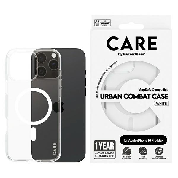 CARE by PanzerGlass Flagmano dėklas telefonui iPhone 16 Pro Max 6.9" baltas/baltas Magnetinis 1340