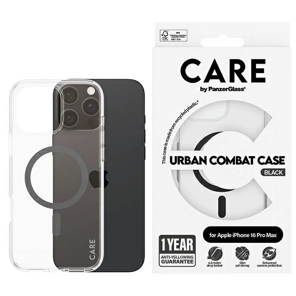 CARE by PanzerGlass Flagmano dėklas telefonui iPhone 16 Pro Max 6.9" juodas/juodas Magnetinis 1348