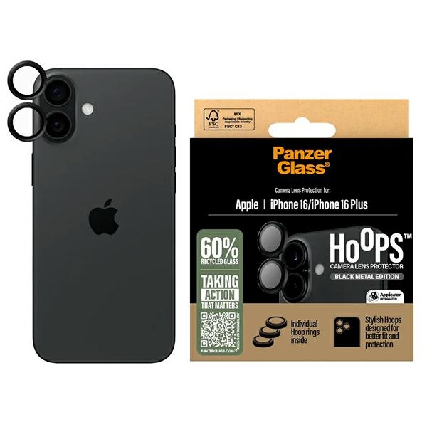 PanzerGlass Hoops Juodas Objektyvo apsauga iPhone 16 6.1" / 16 Plus 6.7" 1283