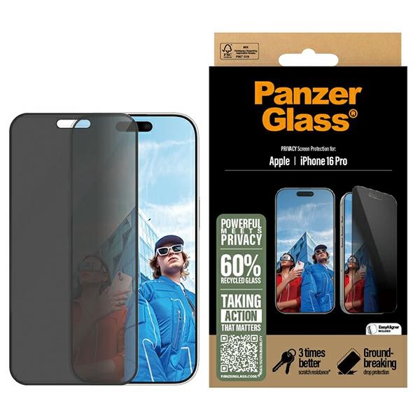 PanzerGlass privatumo apsauginis stiklas iPhone 16 Pro 6.3" itin platus P2862