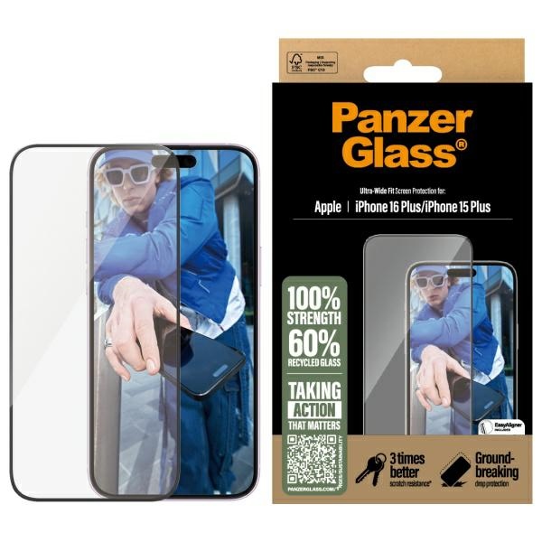 PanzerGlass apsauginis stiklas iPhone 16 Plus 6.7" itin platus 2863
