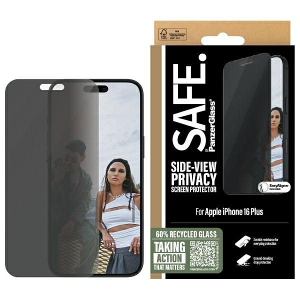 SAFE by PanzerGlass iPhone 16 Plus 6.7" privatumo apsauginis stiklas itin platus SAFEP95877