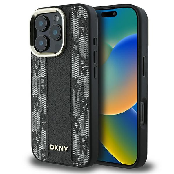 DKNY Languotas raštas magnetinis iPhone 16 Pro dėklas - juodas