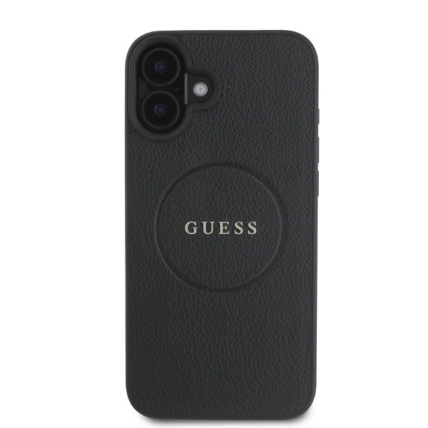 Guess Grūdintas Auksinis Žiedas Magnetinis Dėklas telefonui iPhone 16 - juodas