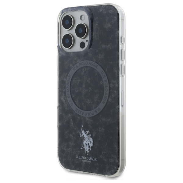 US Polo IML Ring MagSafe dėklas iPhone 16 Pro Max - juodas