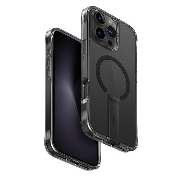 Uniq Eleva dėklas su Vertica stovu iPhone 16 Pro Max telefonui - juodas