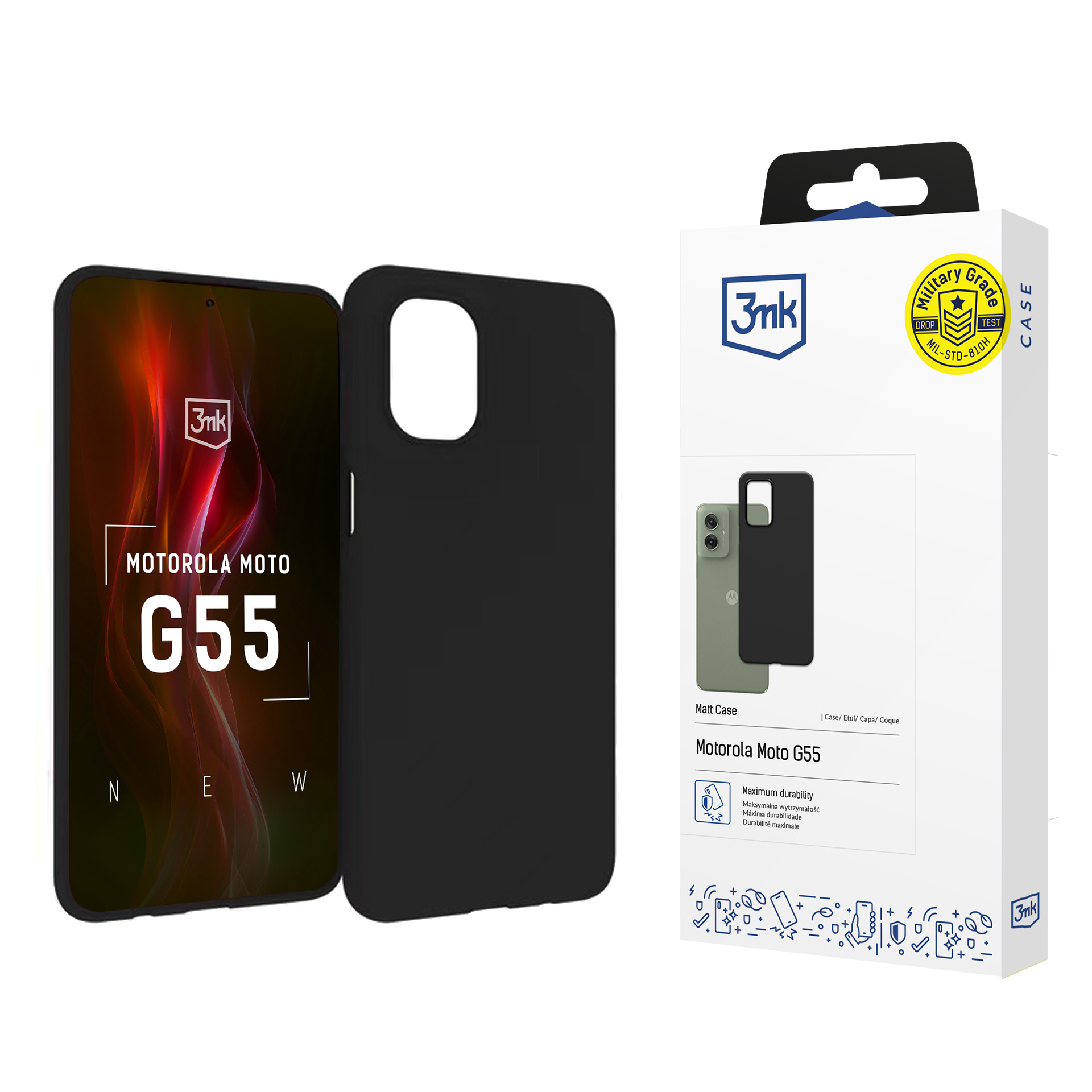 3mk Matinis dėklas telefonui Motorola Moto G55 5G - juodas