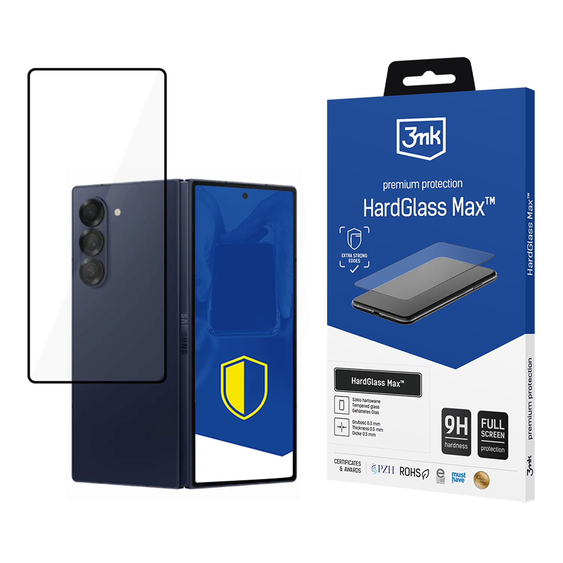 Grūdintas stiklas 3mk HardGlass Max juodas Samsung Galaxy Z Fold 6 (priekinis)