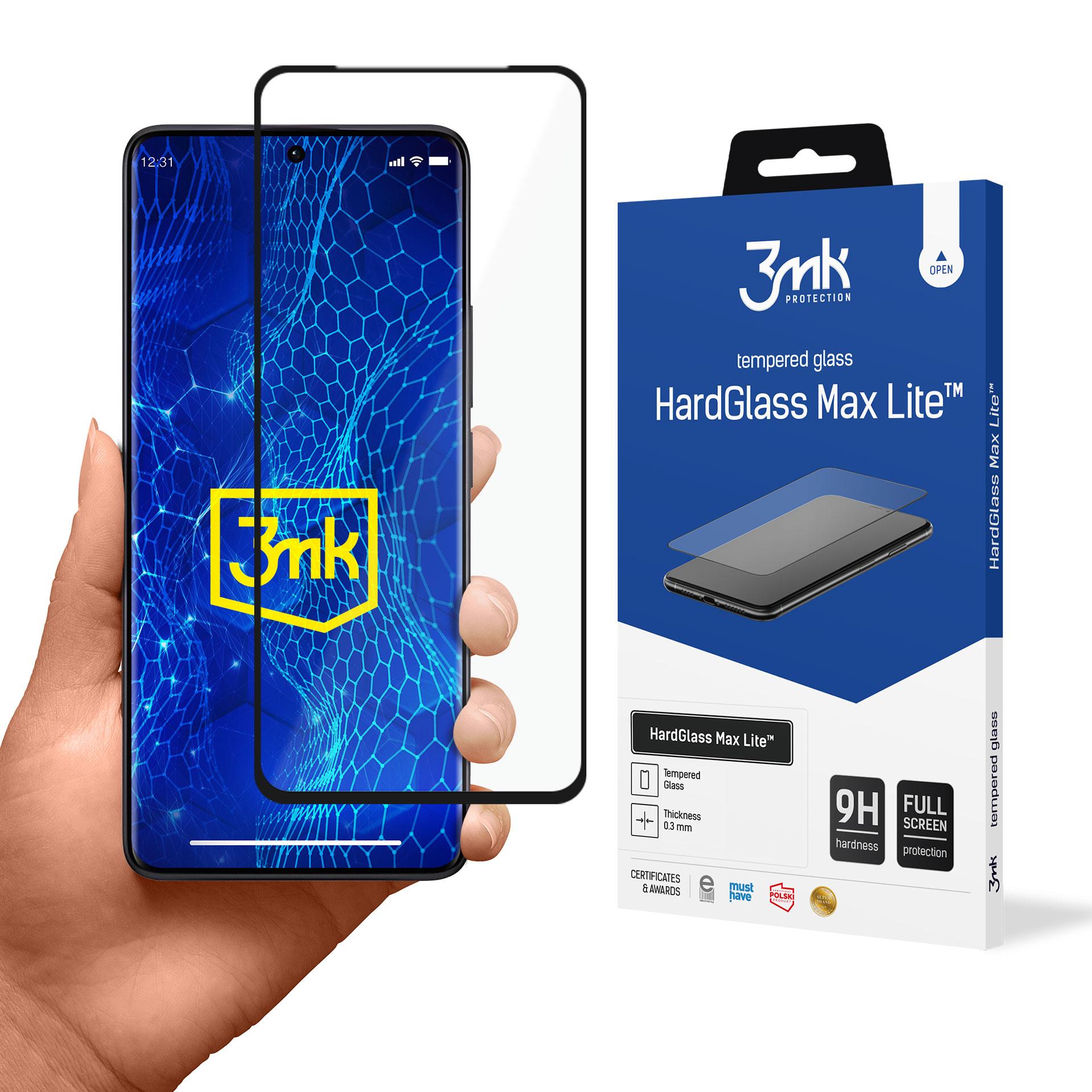 Grūdintas stiklas 3mk HardGlass Max Lite su juodu rėmeliu Xiaomi Redmi Note 13 Pro+