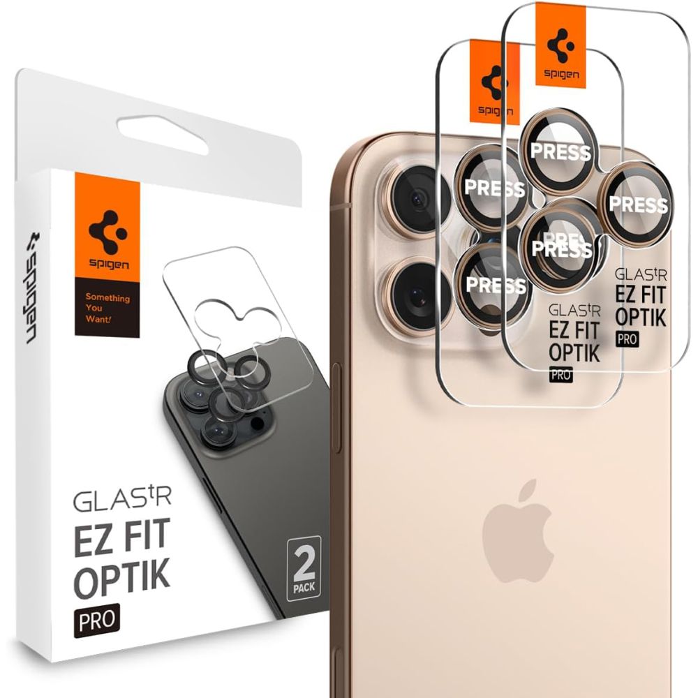Spigen Optik Pro GLAS.TR „EZ FIT“ kameros apsauga 2-PACK iPhone 16 Pro / Pro Max - ruda