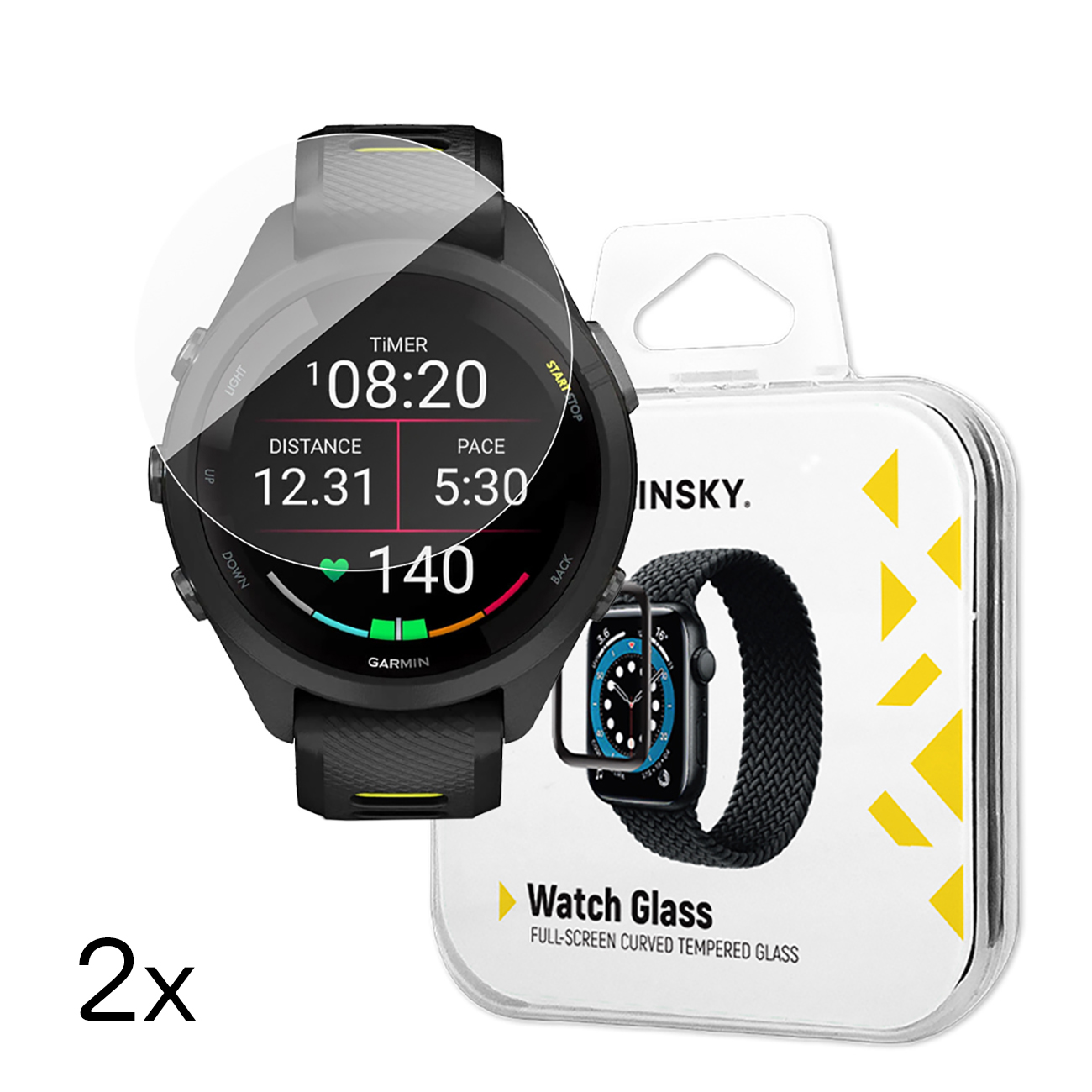 Wozinsky Pilno klijavimo grūdintas stiklas Garmin Forerunner 265s 42mm (2 vnt.)