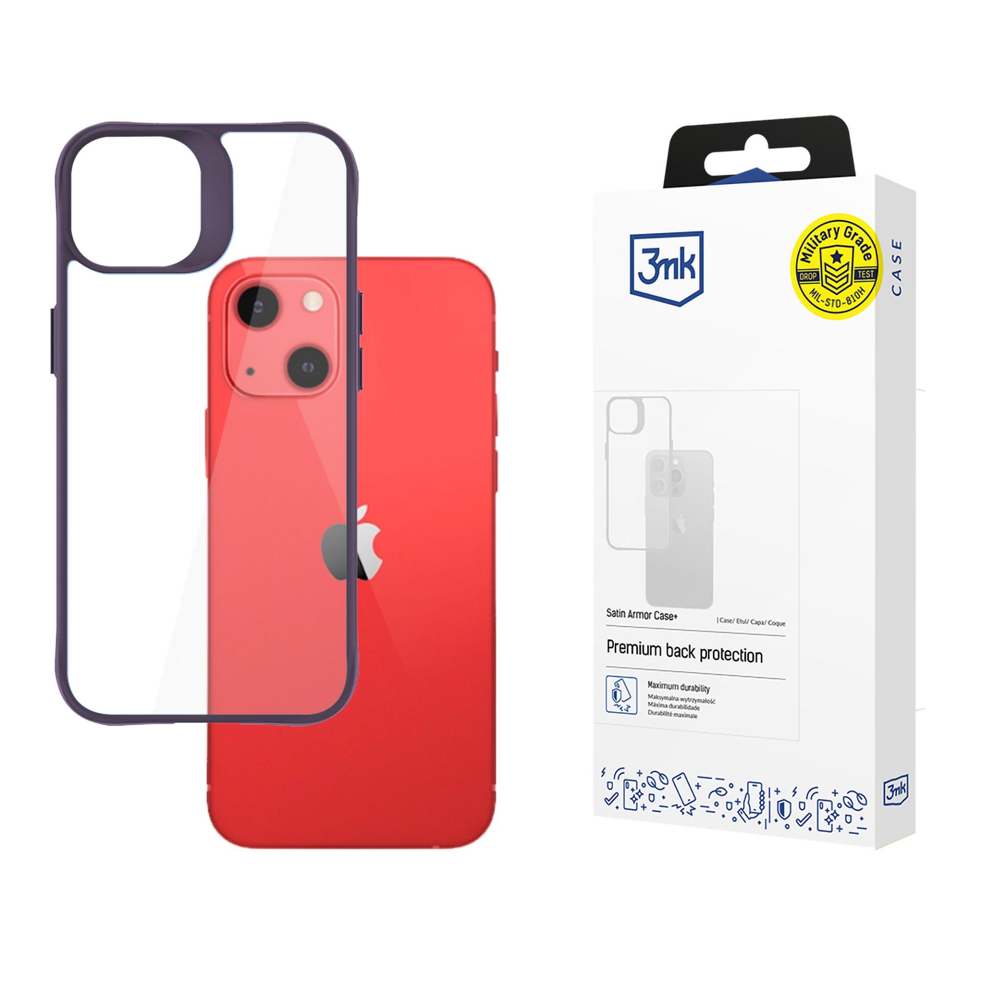 3mk Satin Armor dėklas telefonui Purple Apple iPhone 13 – skaidrus
