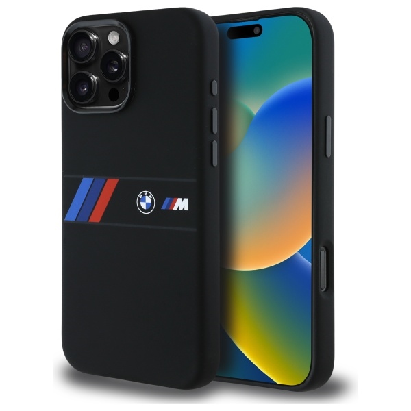 BMW Silikoninis Vidurinė Juosta Magnetinis dėklas iPhone 16 Pro Max - juodas