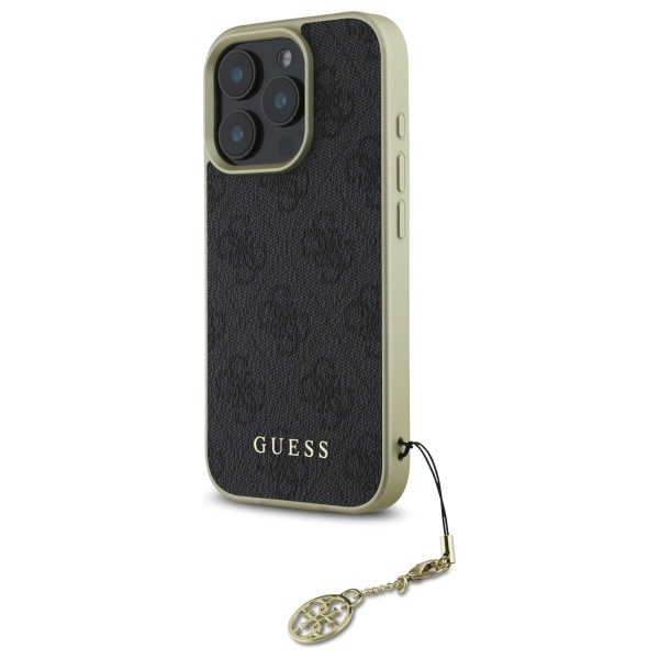 Guess 4G Charms Kolekcijos dėklas iPhone 16 Pro Max - juodas