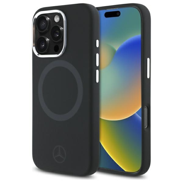 Mercedes silikoninis toninis logotipas Magnetinis dėklas telefonui iPhone 16 Pro Max - juodas