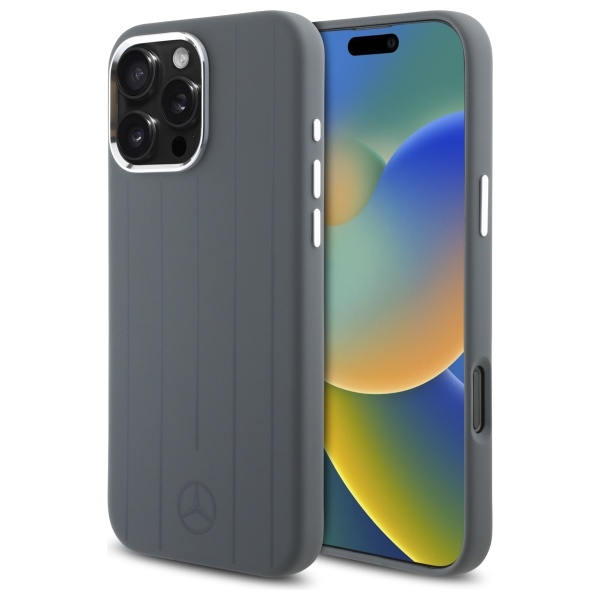 Mercedes silikoninis vertikalios toninės juostos Magnetinis dėklas telefonui iPhone 16 Pro Max - pilkas