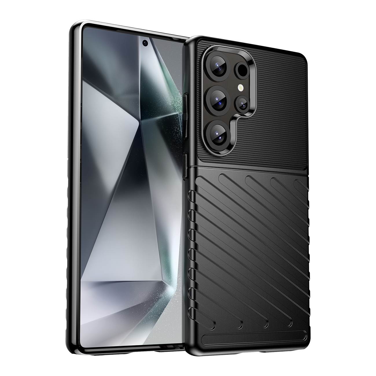 Thunder dėklas telefonui Samsung Galaxy S25 Ultra silikoninis šarvuotas dėklas - juodas