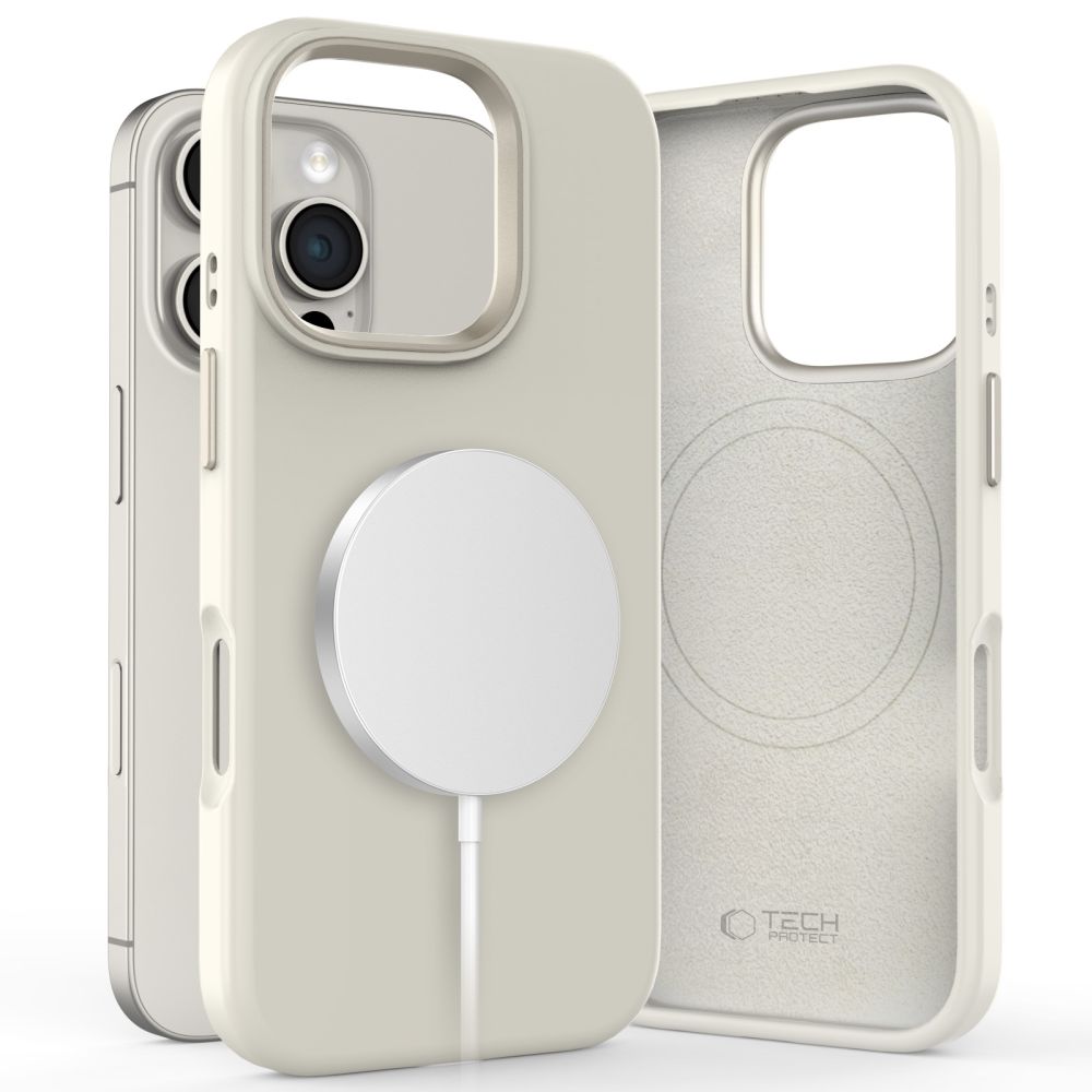 Tech-Protect silikoninis PU MagSafe dėklas iPhone 16 Pro (m) - smėlinas