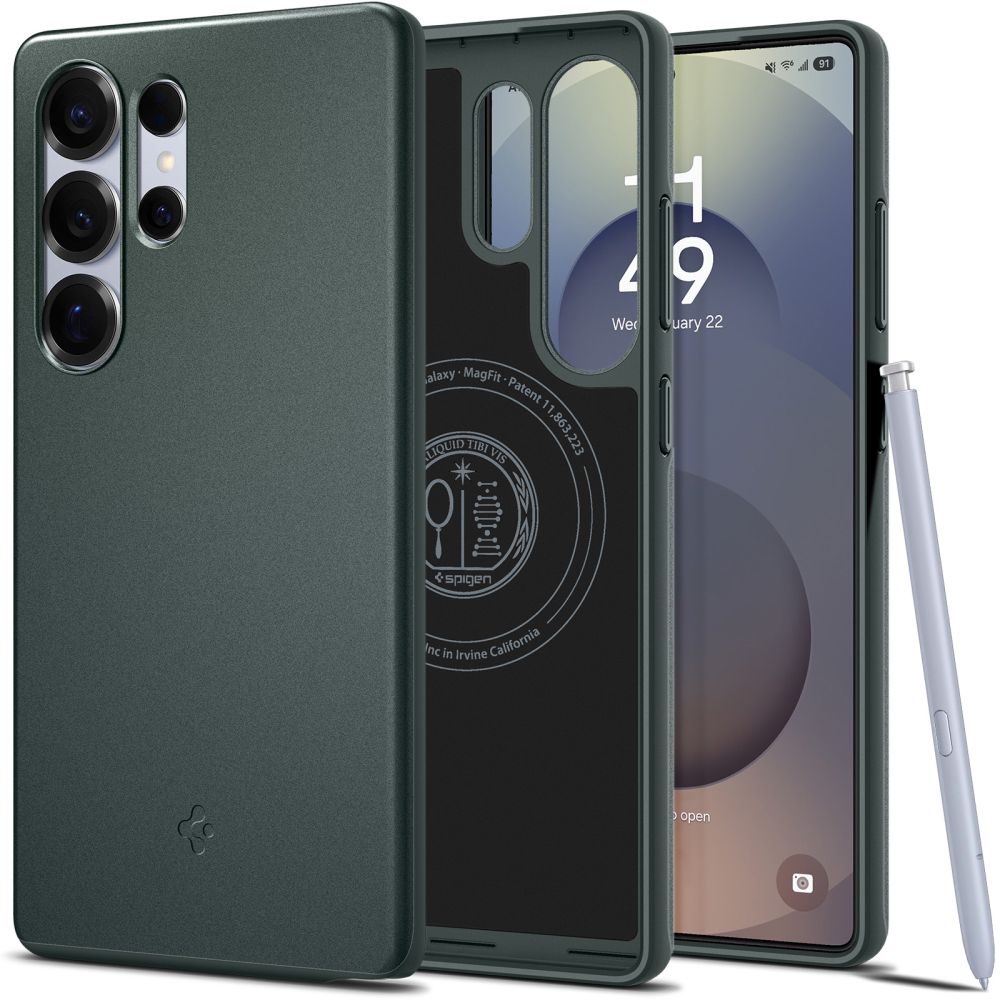 Spigen Thin Fit Mag dėklas telefonui Samsung Galaxy S25 Ultra - žalias