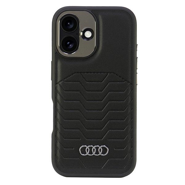 Audi Sintetinės odos Magnetinis iPhone 16 6.1" juodas/juodas kietas dėklas AU-TPUPCMIP16-GT/D3-BK