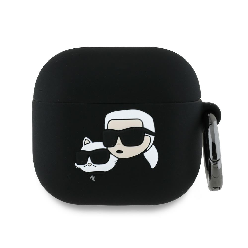 Karl Lagerfeld silikoninis Karl&Choupette galvos 3D dėklas AirPods 4 - juoda