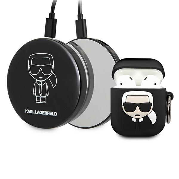 Karl Lagerfeld Ikonik dėklas AirPods + išorinė baterija - juoda