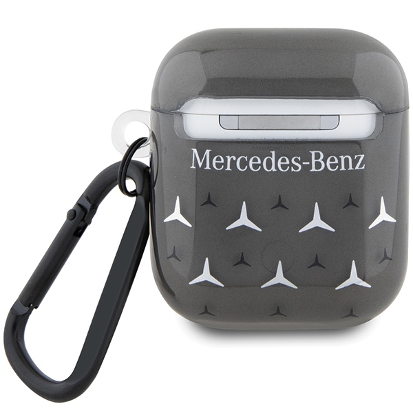 Mercedes MEA28DPMGS AirPods 1/2 dėklas su didelio žvaigždės rašto dizainu, juodas