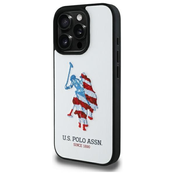 US Polo USHCP15XPUSH iPhone 15 Pro Max 6.7" balta/balta Odinis didelis DH Amerikos vėliava