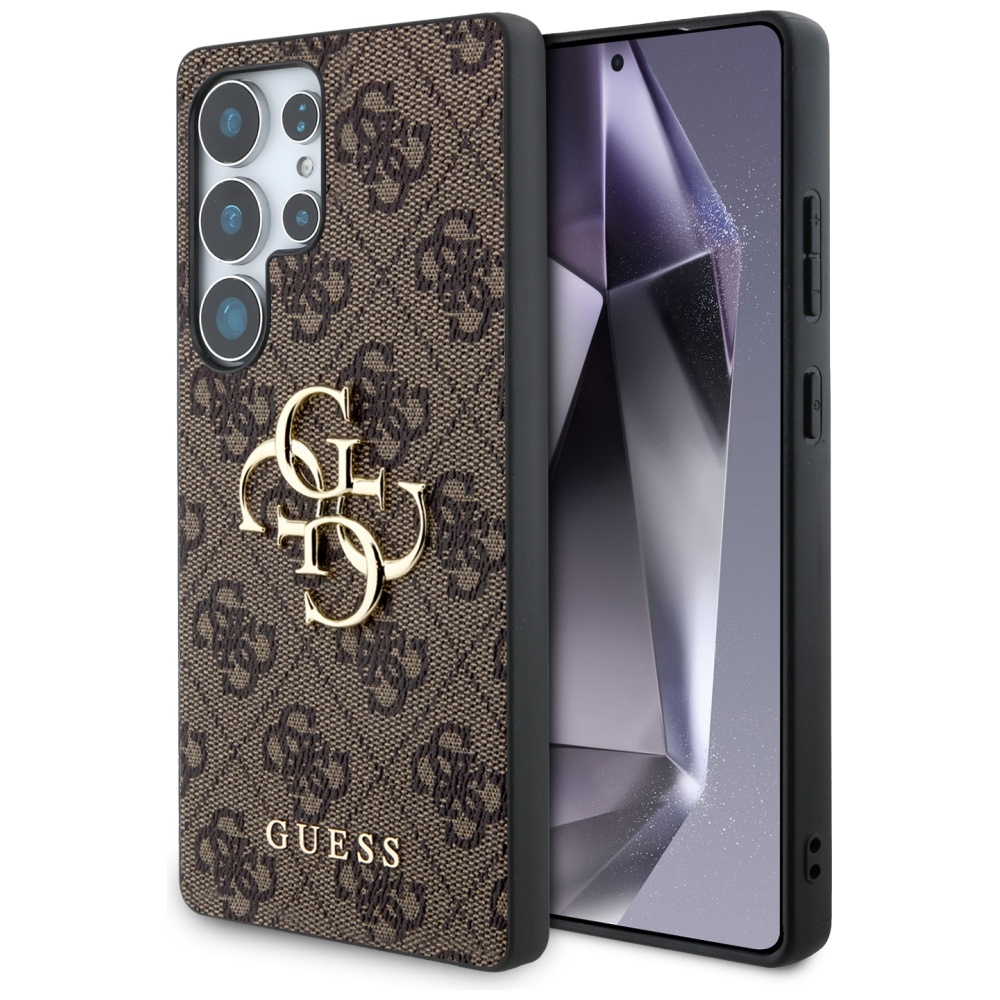 Guess Big 4G Logo Classic Logo dėklas telefonui Samsung Galaxy S25 Ultra rudas