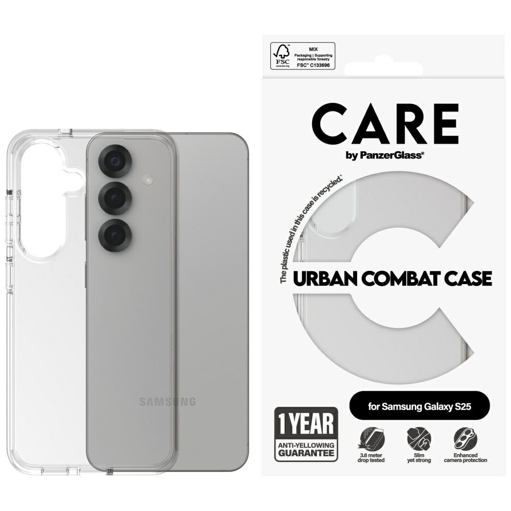 CARE by PanzerGlass Flagship Urban Combat dėklas Samsung Galaxy S25 - skaidrus