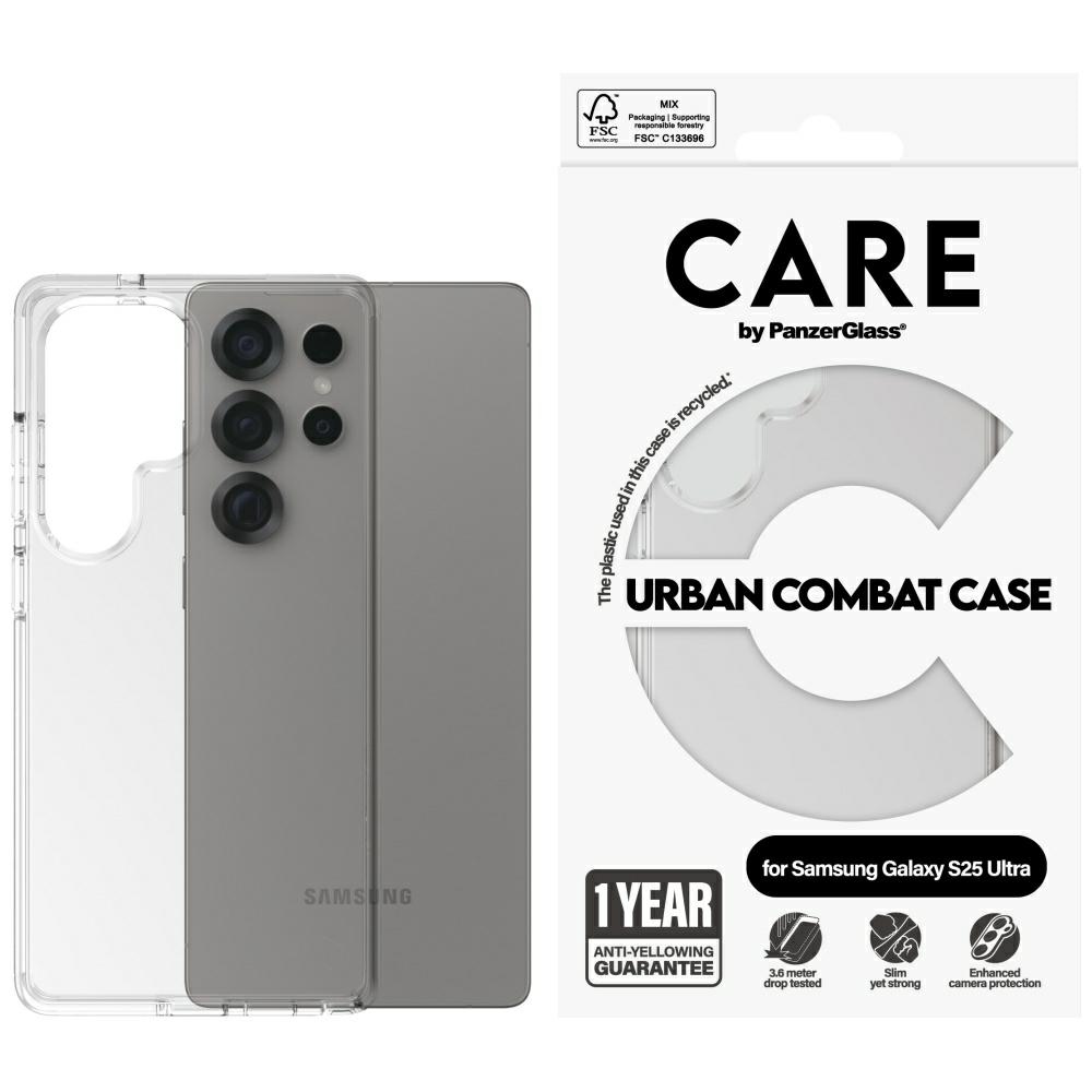CARE by PanzerGlass Flagship Urban Combat dėklas Samsung Galaxy S25 Ultra - skaidrus