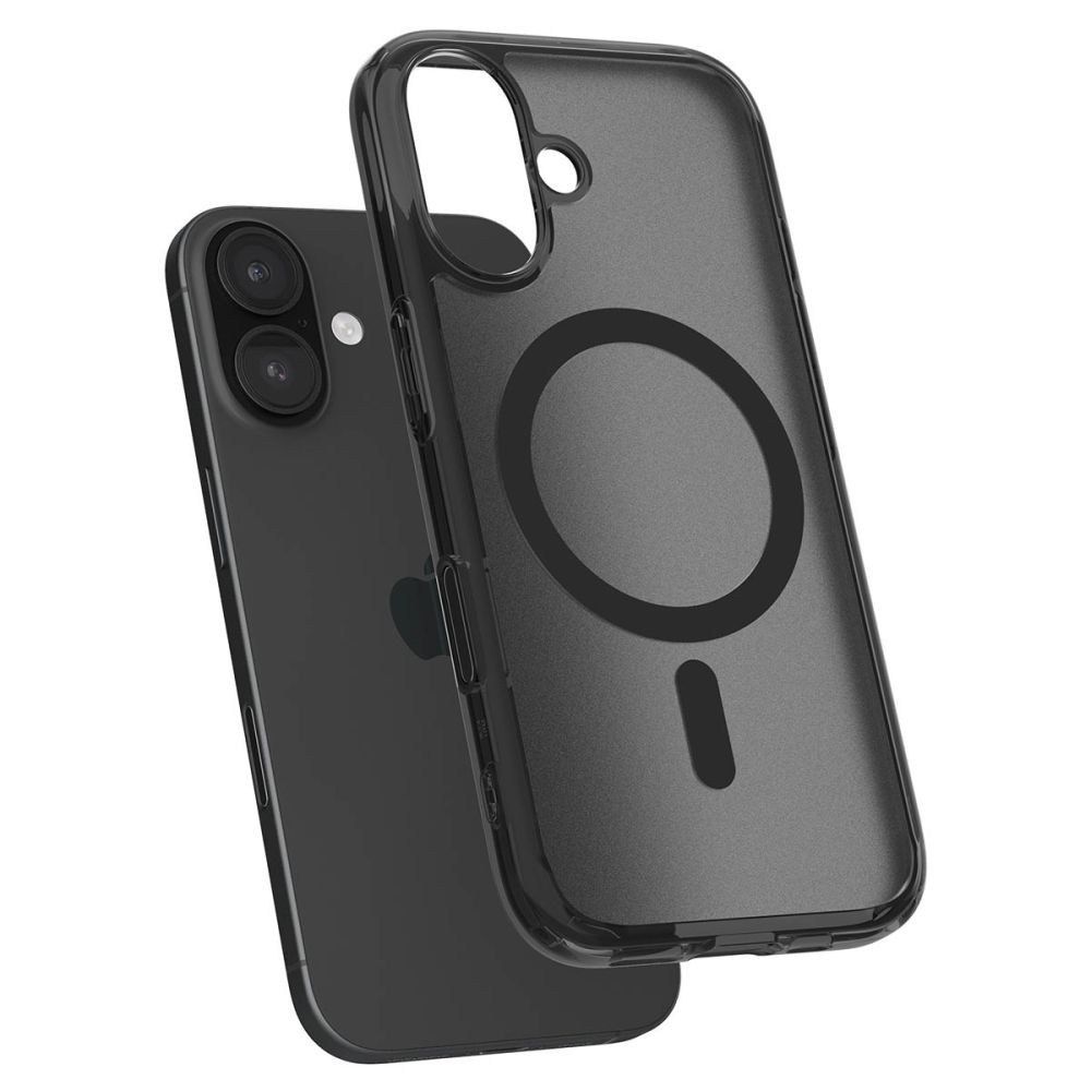 Spigen Ultra Hybrid "T" magnetinis dėklas telefonui iPhone 16e - pusiau permatomas juodas