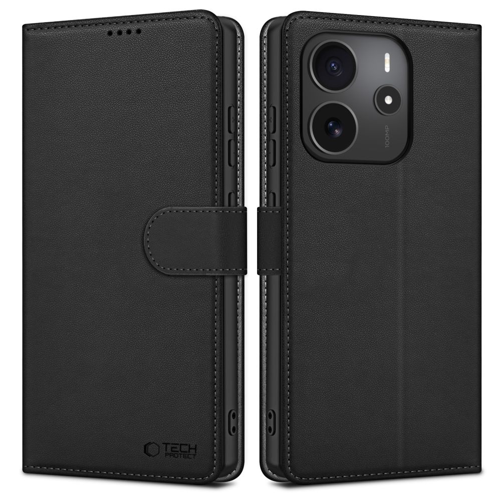 Tech-Protect Wallet dėklas telefonui Xiaomi Redmi Note 14 4G / LTE - matinė juoda