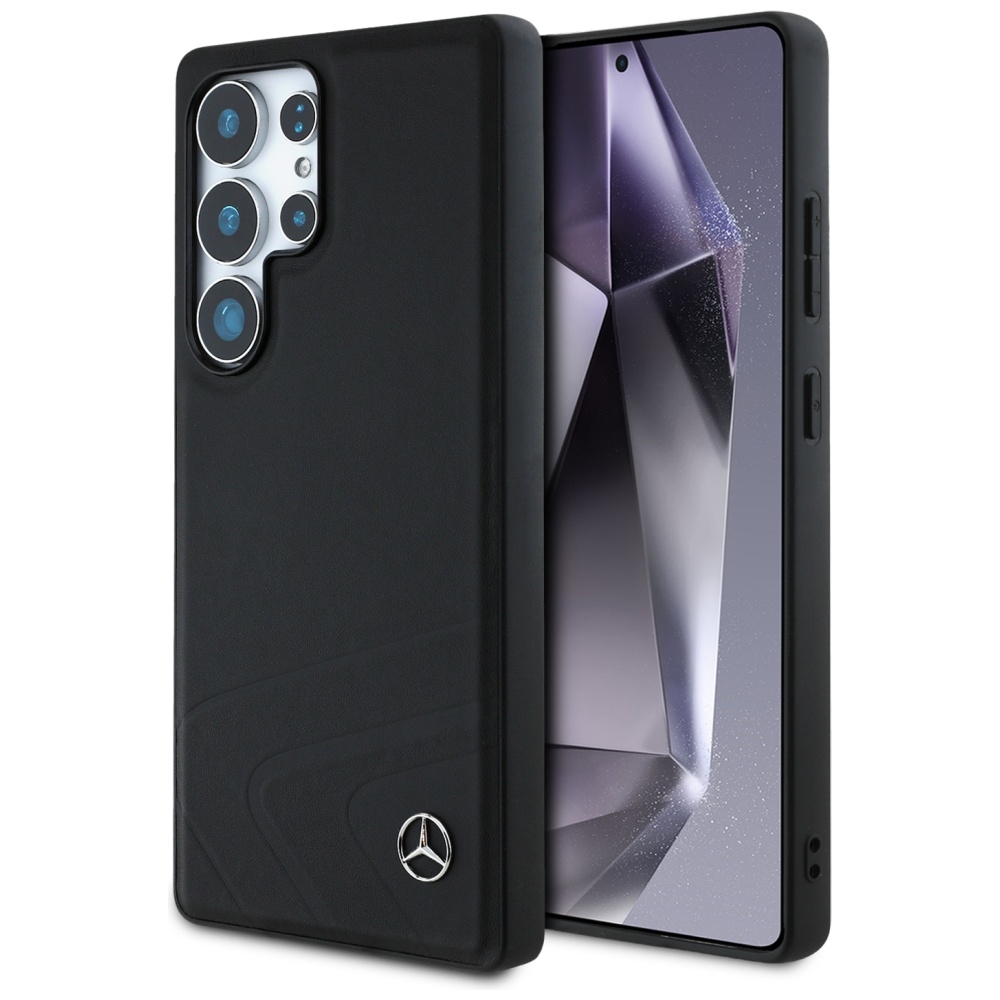 Mercedes Odinis Horizontalios įspaustos kreivės Magnetinis dėklas Samsung Galaxy S25 Ultra - juodas