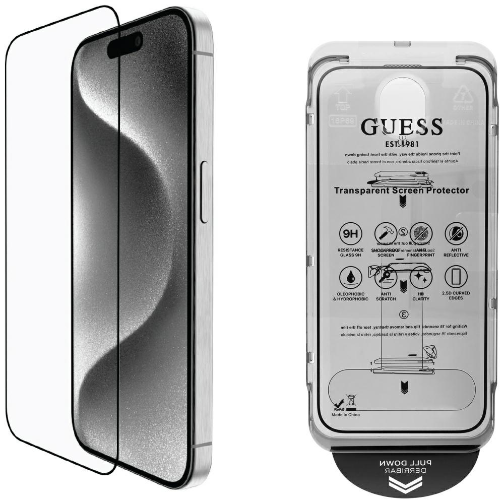 Guess BP Rhinestone 2in1 apsauginio stiklo ir kameros lęšio rinkinys iPhone 16 Pro Max - auksinis