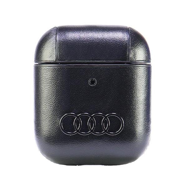 Audi odinis didelio logotipo dėklas AirPods 1 / 2 - juoda