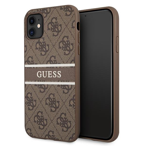Guess 4G Stripe dėklas telefonui iPhone 11 / Xr 6.1" - Rudas