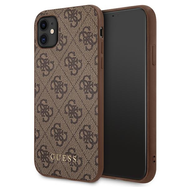 Guess 4G Metal Gold Logo dėklas telefonui iPhone 11 / Xr 6.1" - Rudas