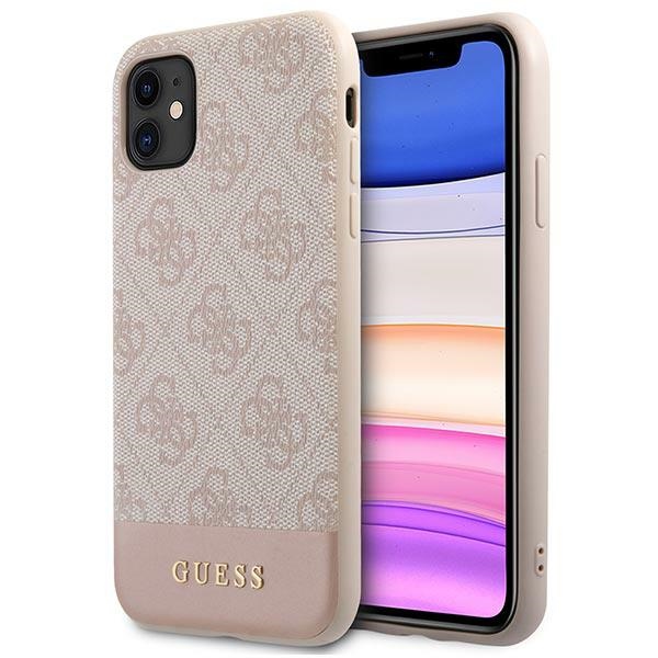Guess 4G Stripe Collection dėklas telefonui iPhone 11 / Xr 6.1" - Rožinis