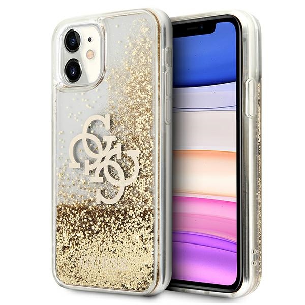 Guess 4G Big Liquid Glitter dėklas telefonui iPhone 11 6.1" / Xr - Auksinis