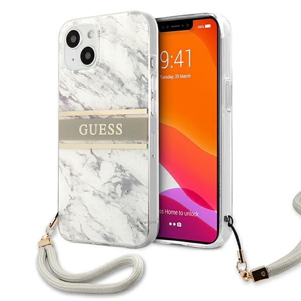 Guess Marble Strap Collection dėklas telefonui iPhone 13 mini 5.4" - pilkas