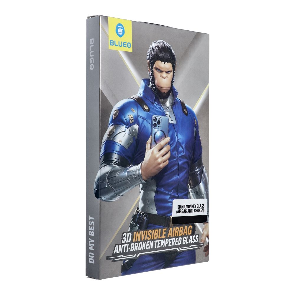 LCD apsauginis stikliukas 5D Mr. Monkey Glass (Airbag Anti-Broken) Apple iPhone 16 Pro juodas