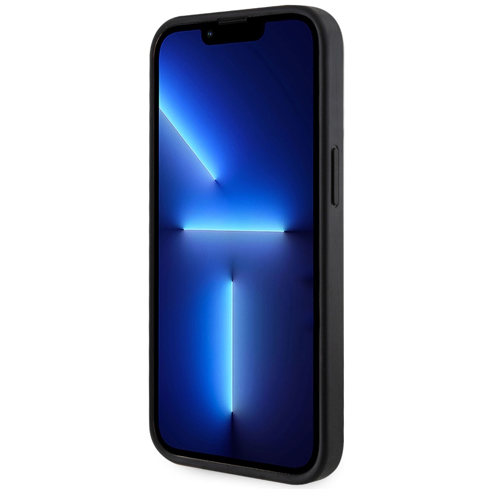 Guess 4G Stripes dėklas su Magnetinė pinigine iPhone 15 - juodas